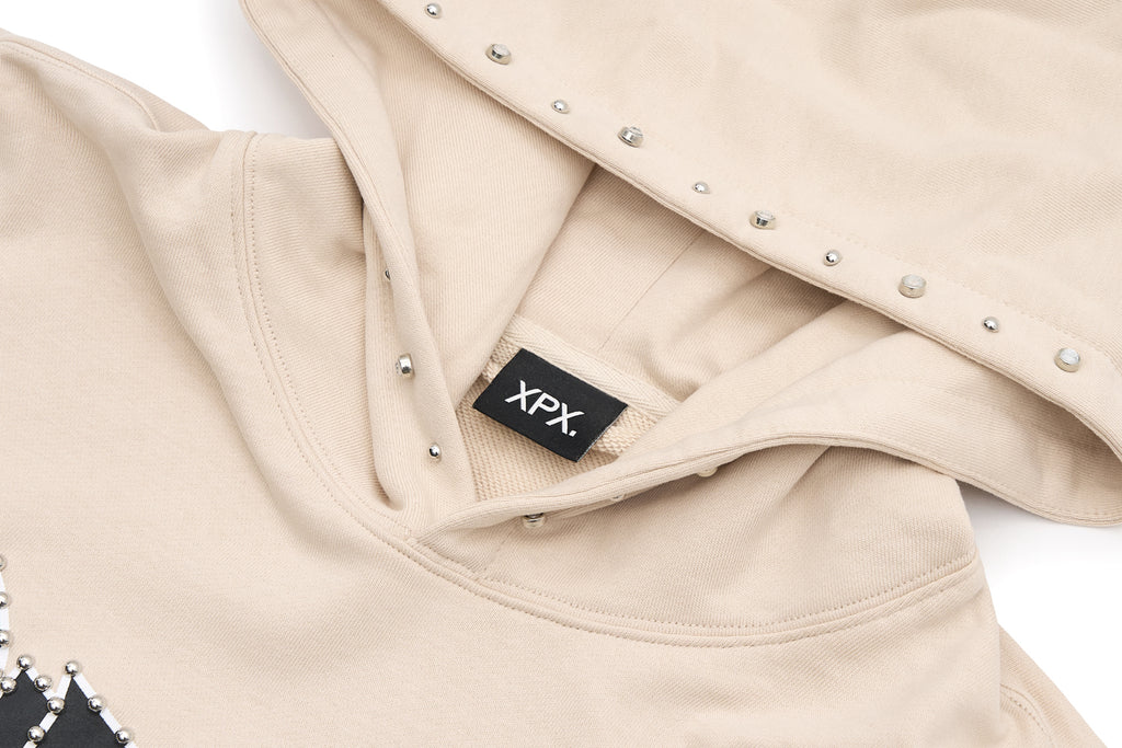 XPX STUDDED XPXVIII LOGO BEIGE HOODIE