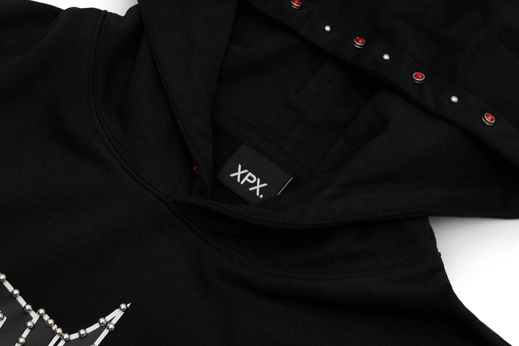 XPX STUDDED XPXVIII LOGO BLACK HOODIE
