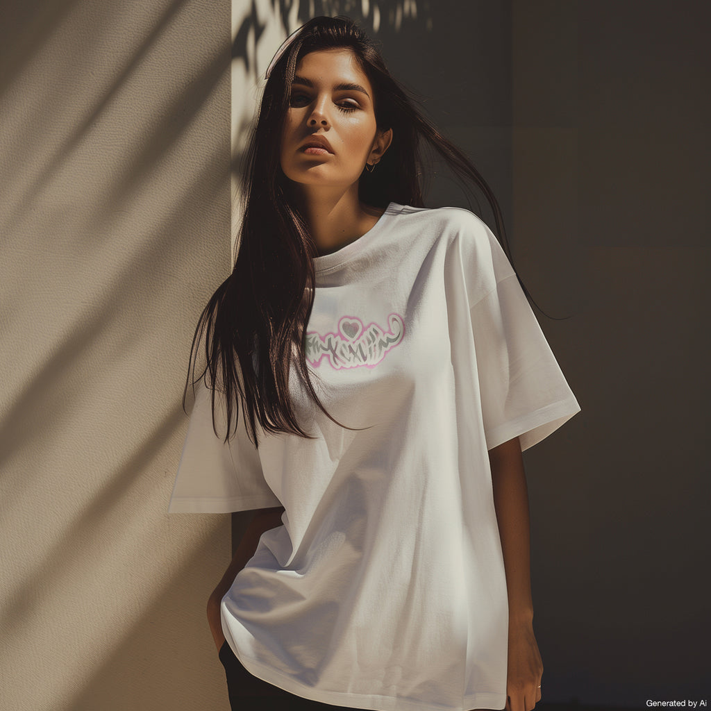 XPX GRAFFITI T-SHIRT DRESS IN WHITE