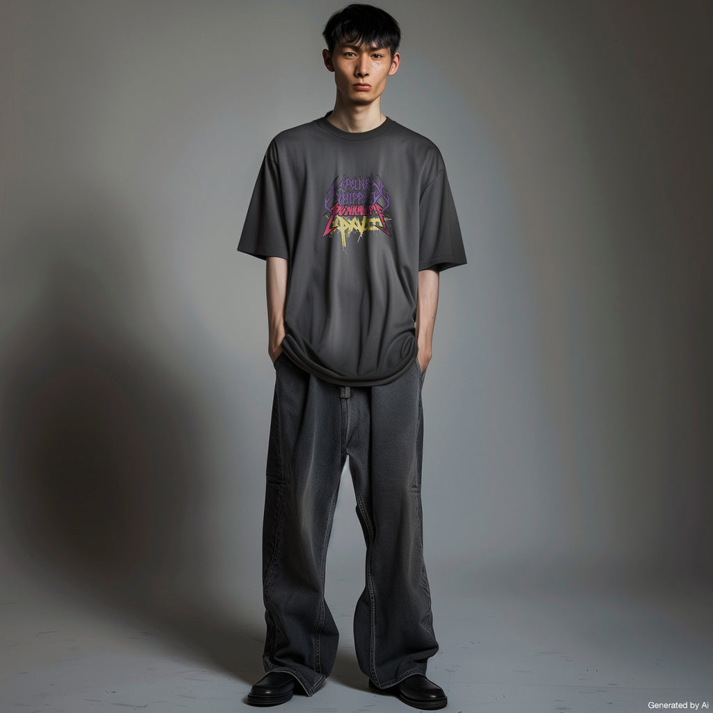 XPX BY PUNKHIPPIE TRIPLE COLOR LOGO CREW NECK TEE IN BLACK