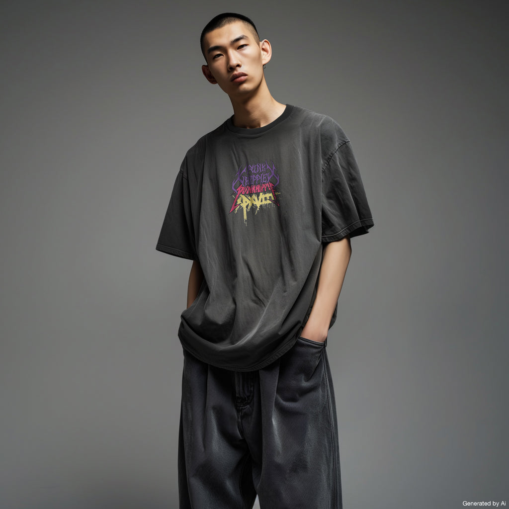 XPX BY PUNKHIPPIE TRIPLE COLOR LOGO CREW NECK TEE IN BLACK