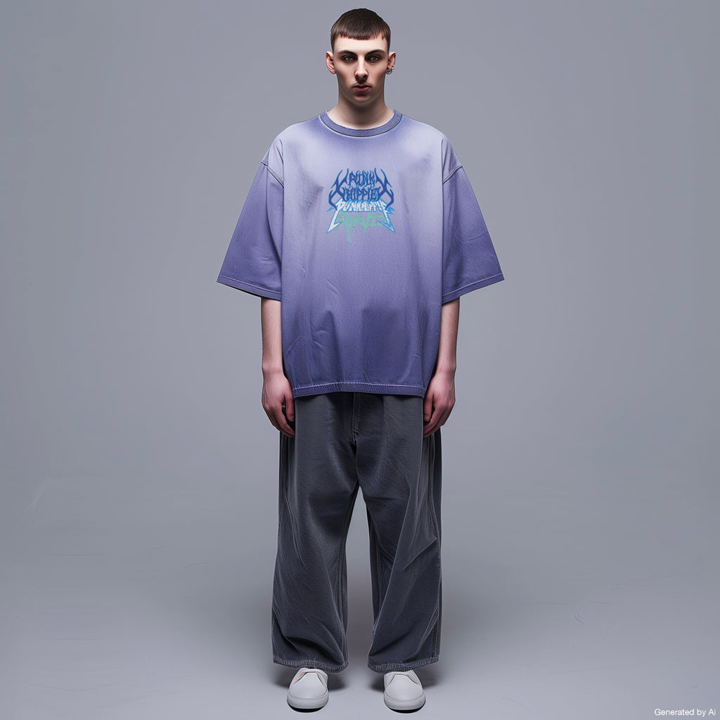 XPX BY PUNKHIPPIE TRIPLE COLOR LOGO CREW NECK TEE IN PURPLE