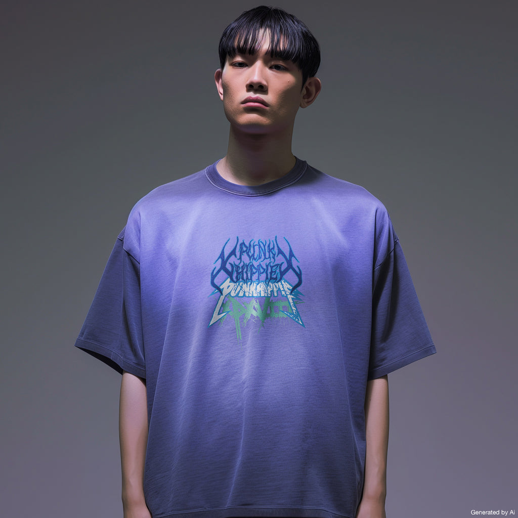 XPX BY PUNKHIPPIE TRIPLE COLOR LOGO CREW NECK TEE IN PURPLE