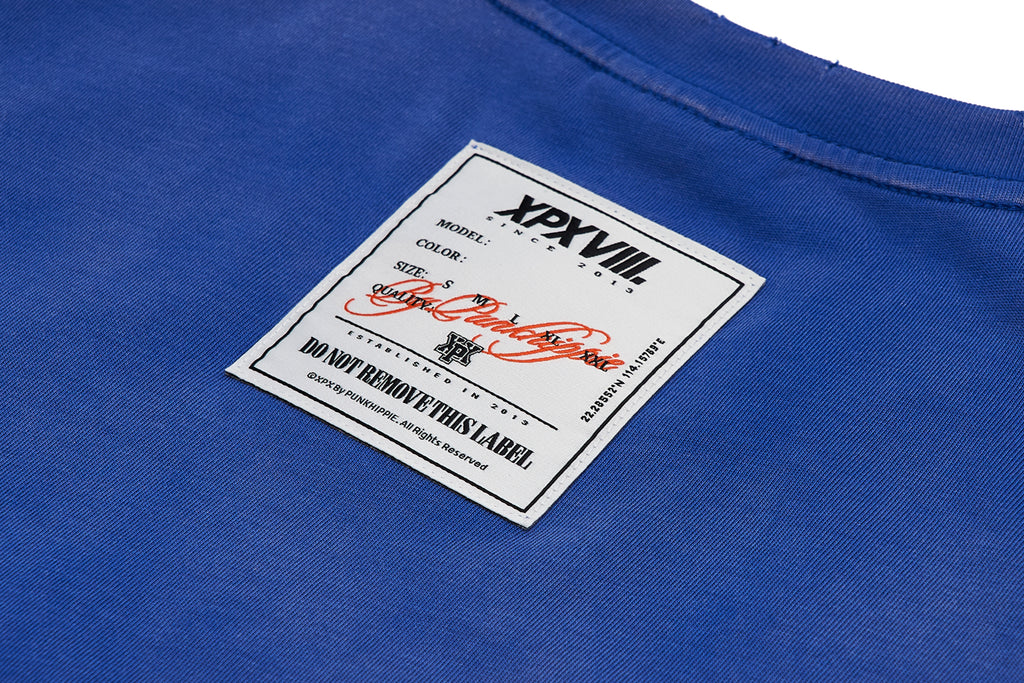 XPX LOGOS OVERLAY BLUE CREW NECK TEE
