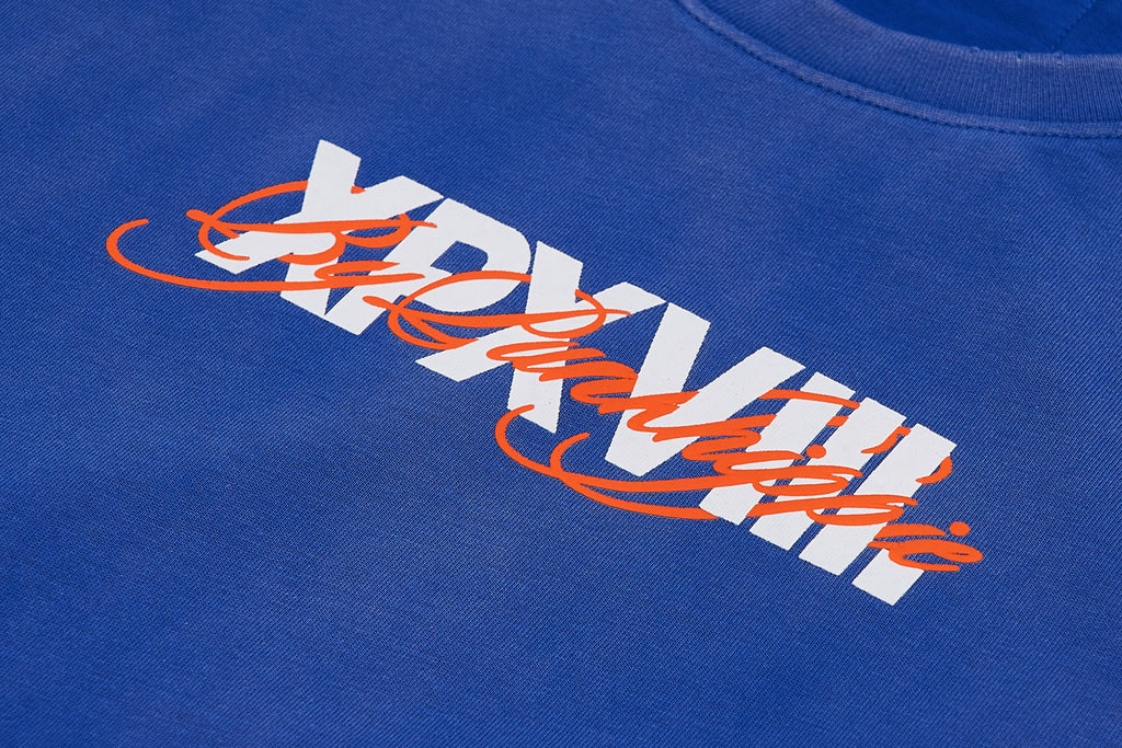 XPX LOGOS OVERLAY BLUE CREW NECK TEE