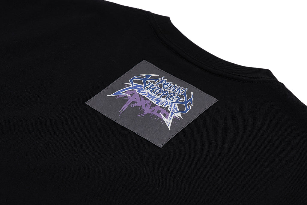 XPX BLACK CREW NECK TEE WITH WASHED PATCHES