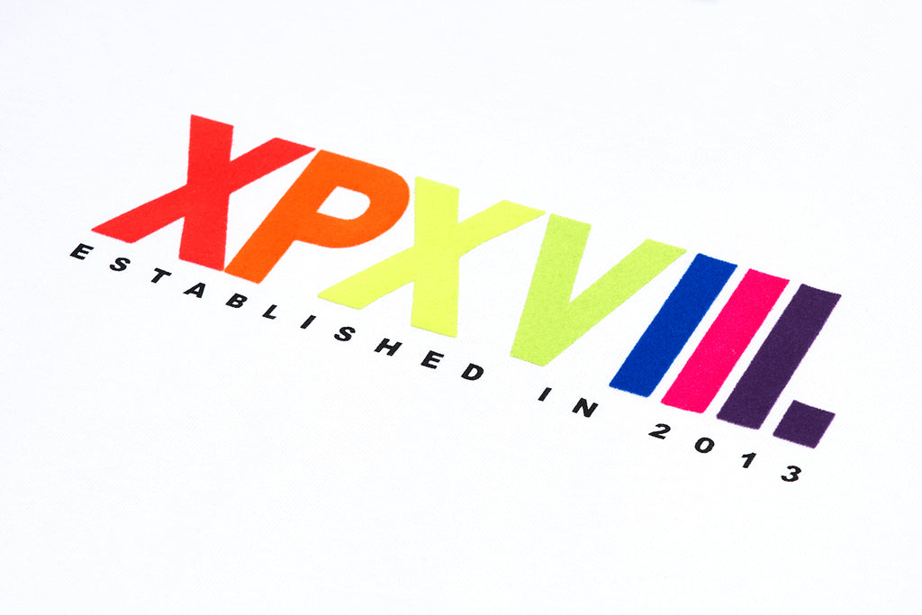 XPX MULTI FLUO COLOR LOGO WHITE CREW NECK TEE