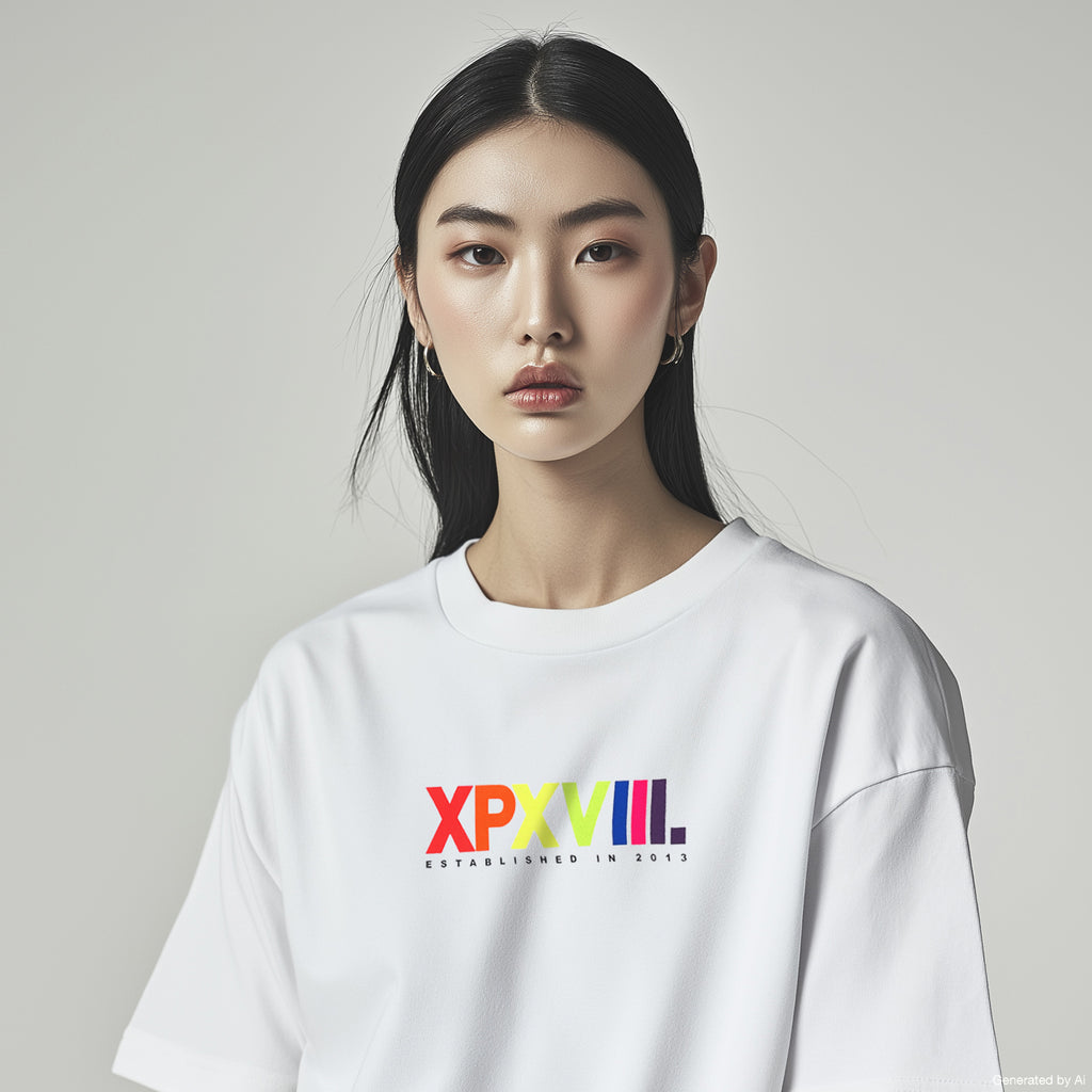 XPX MULTI FLUO COLOR LOGO WHITE CREW NECK TEE