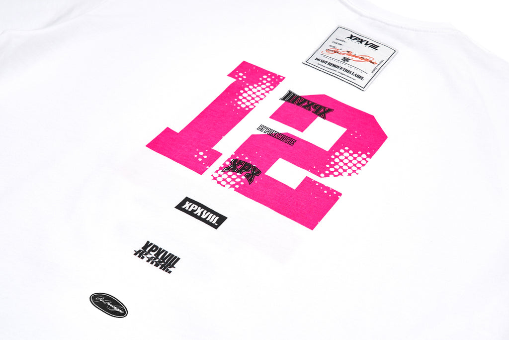 XPX NO.12 WITH LOGOS WHITE CREW NECK TEE
