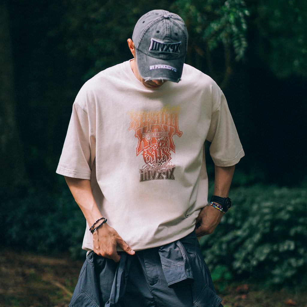 XPX GRADIENT LOGOS BEIGE CREW NECK TEE