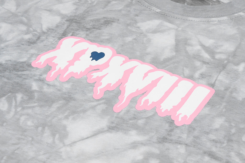 XPX DRIPPING LOGO WITH TIE DYE PRINT GREY CREW NECK TEE