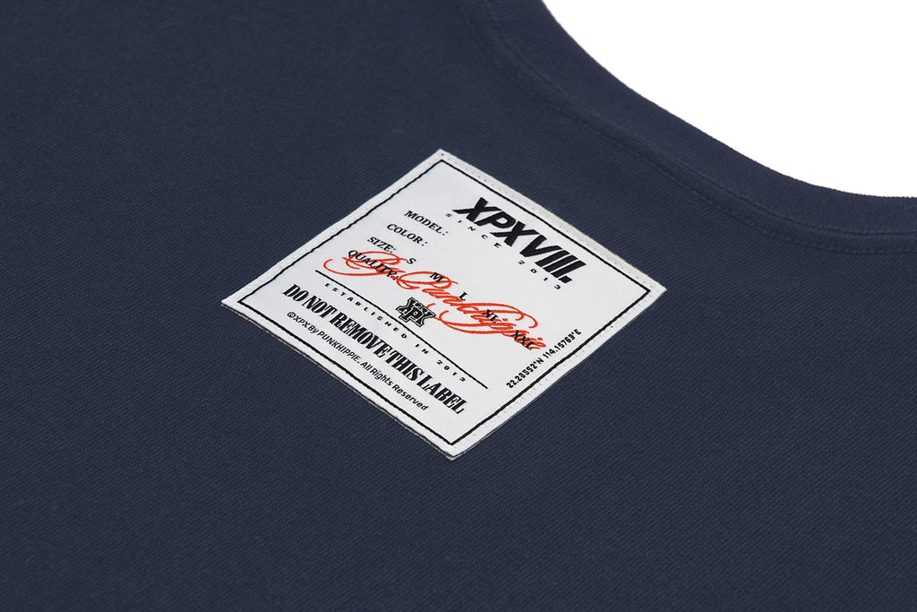 XPX DISTORED LOGO GREY BLUE CREW NECK TEE