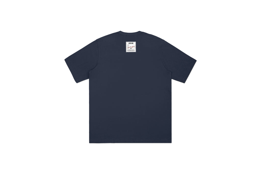 XPX DISTORED LOGO GREY BLUE CREW NECK TEE
