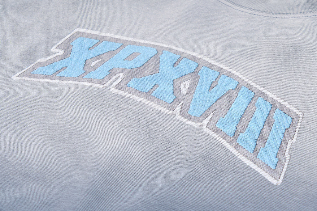 XPX XPXVIII EMBROIDERY PRINT GREY CREW NECK TEE