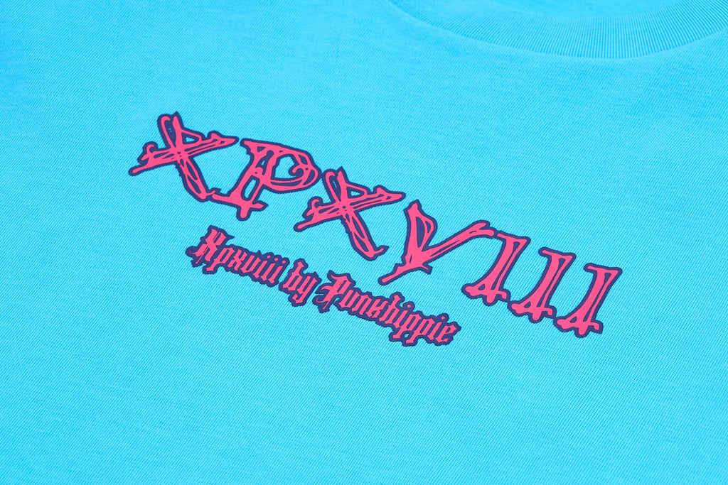 XPX POP CONTRAST COLOR BLUE CREW NECK TEE