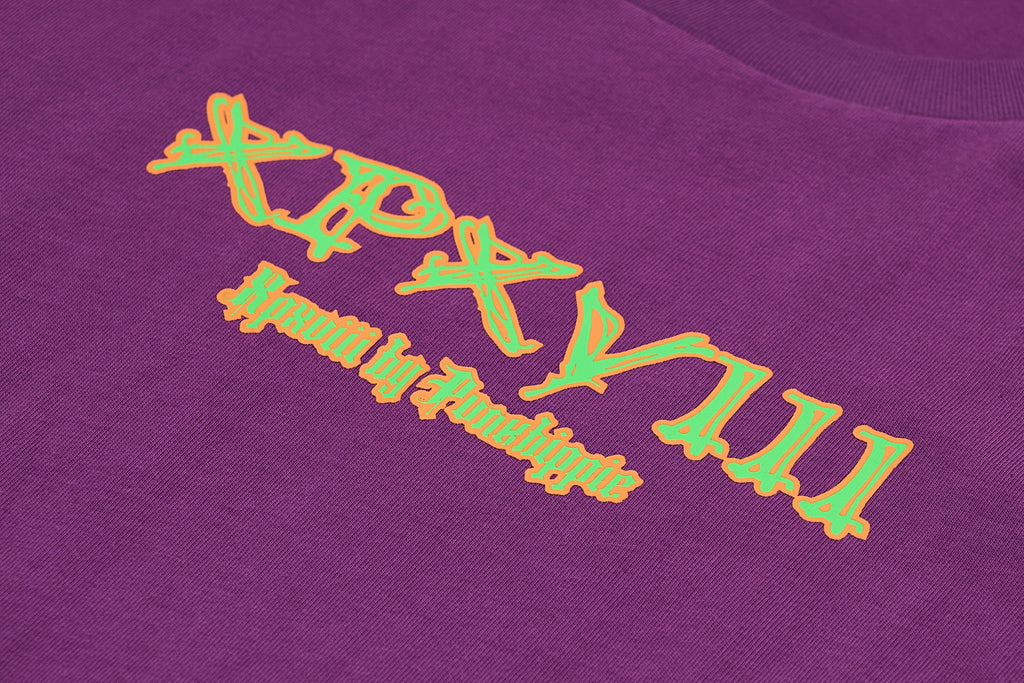 XPX POP CONTRAST COLOR PURPLE CREW NECK TEE