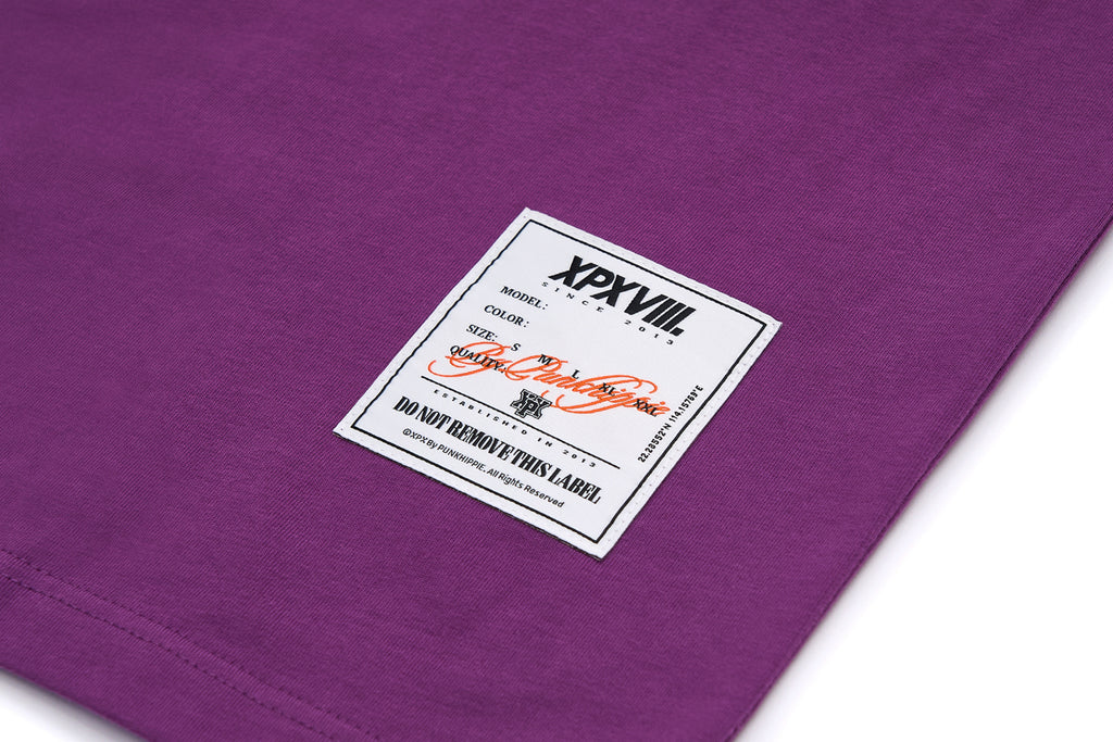 XPX POP CONTRAST COLOR PURPLE CREW NECK TEE