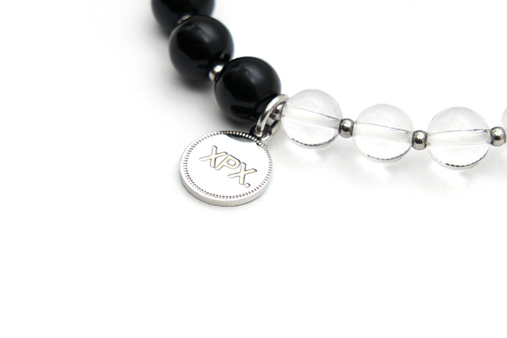 XPX CLEAR QUARTZ WITH OBSIDIAN BRACELET