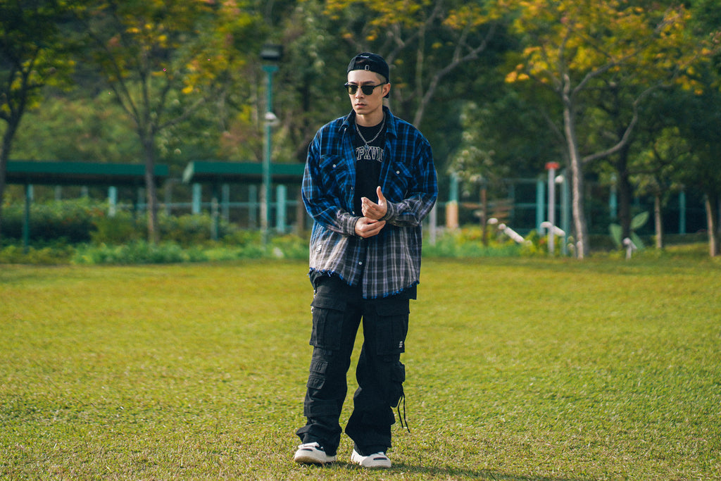 XPX OVERDYE CHECK SHIRT IN BLUE & PURPLE