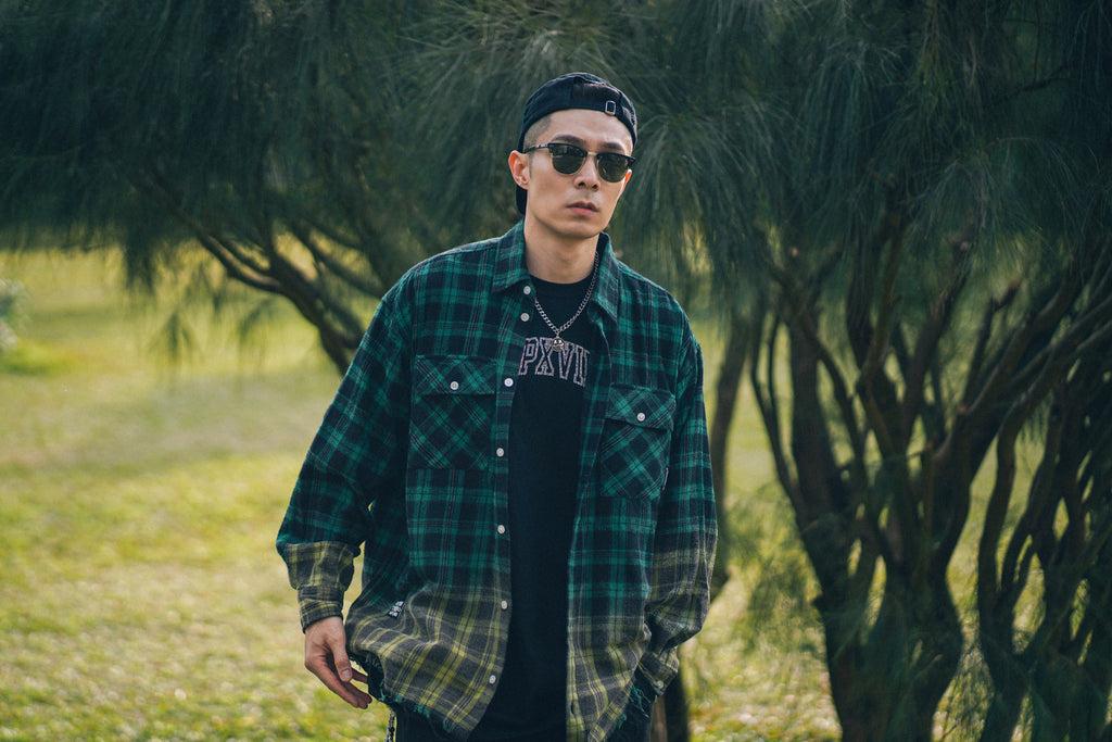 XPX OVERDYE CHECK SHIRT IN GREEN & YELLOW