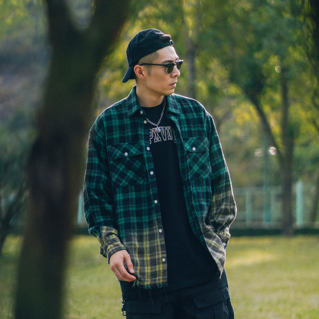 XPX OVERDYE CHECK SHIRT IN GREEN & YELLOW