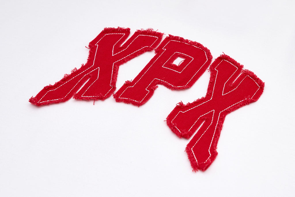 XPX EMBROIDERY VINTAGE UNIVERSITY CREW NECK TEE IN WHITE