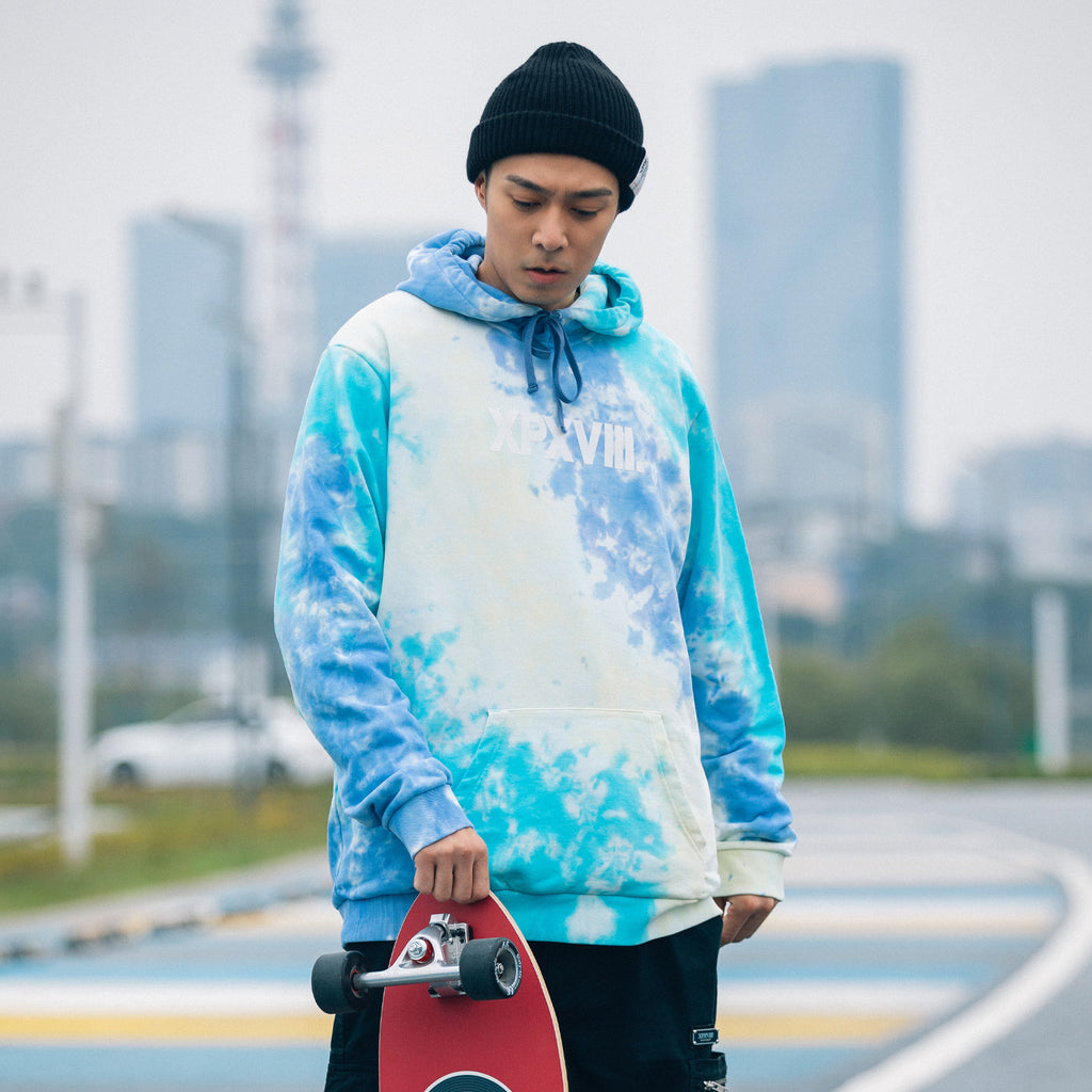 XPX TIE DYE HOODIE IN BLUE - YELLOW - GREEN