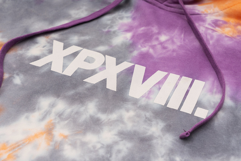 XPX TIE DYE HOODIE IN PURPLE - GREY - ORANGE