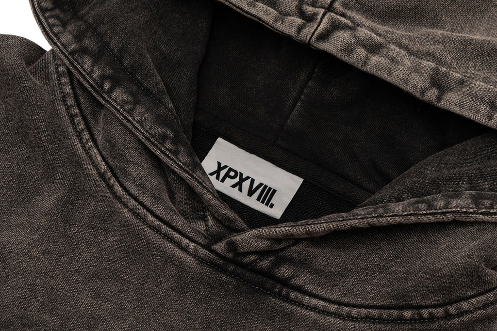 XPX XPXVIII. VINTAGE WASHED DARK GREY HOODIE