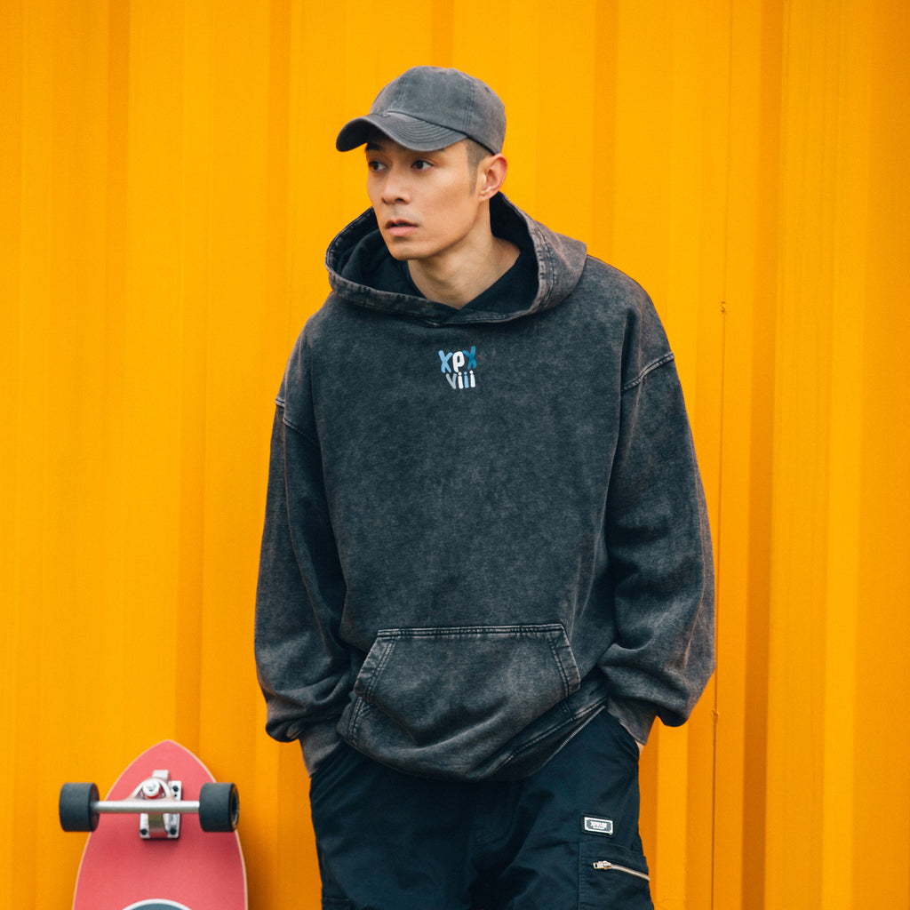 XPX XPXVIII. VINTAGE WASHED DARK GREY HOODIE