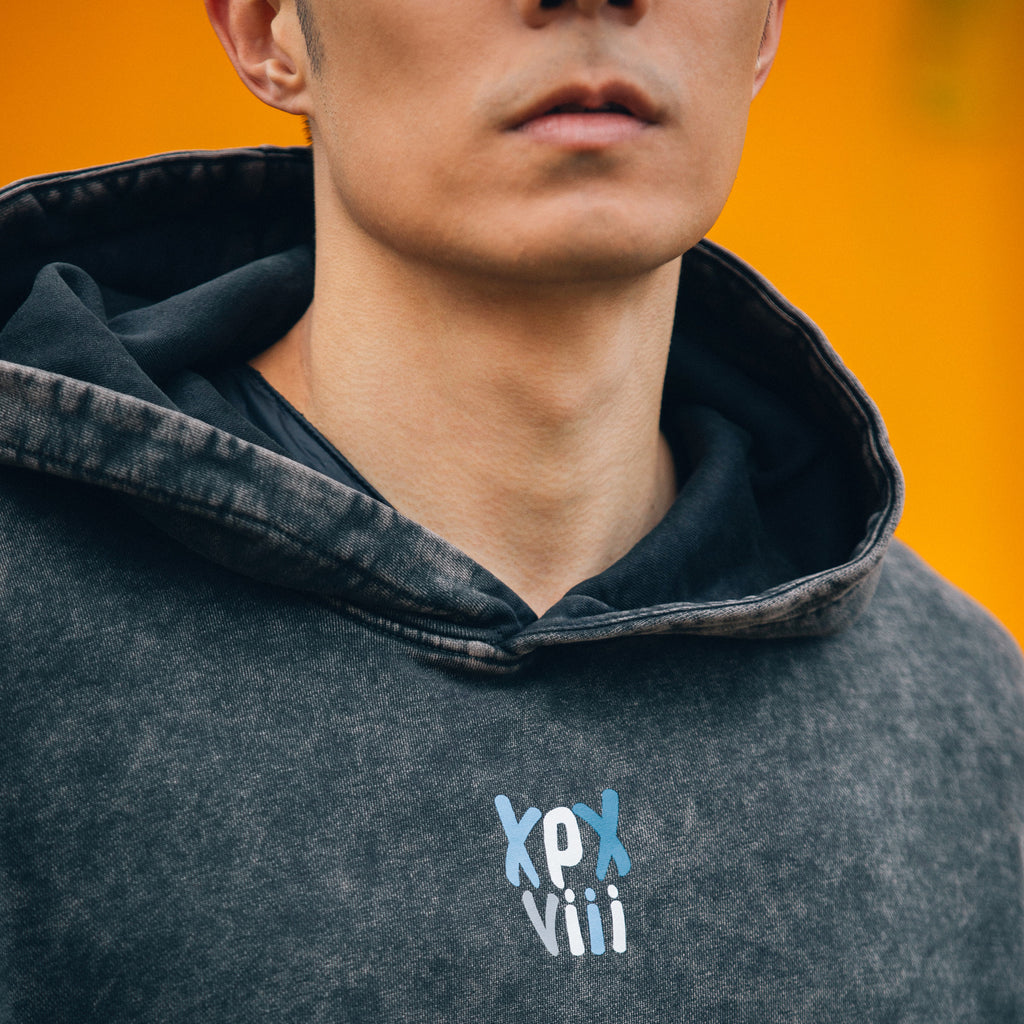 XPX XPXVIII. VINTAGE WASHED DARK GREY HOODIE