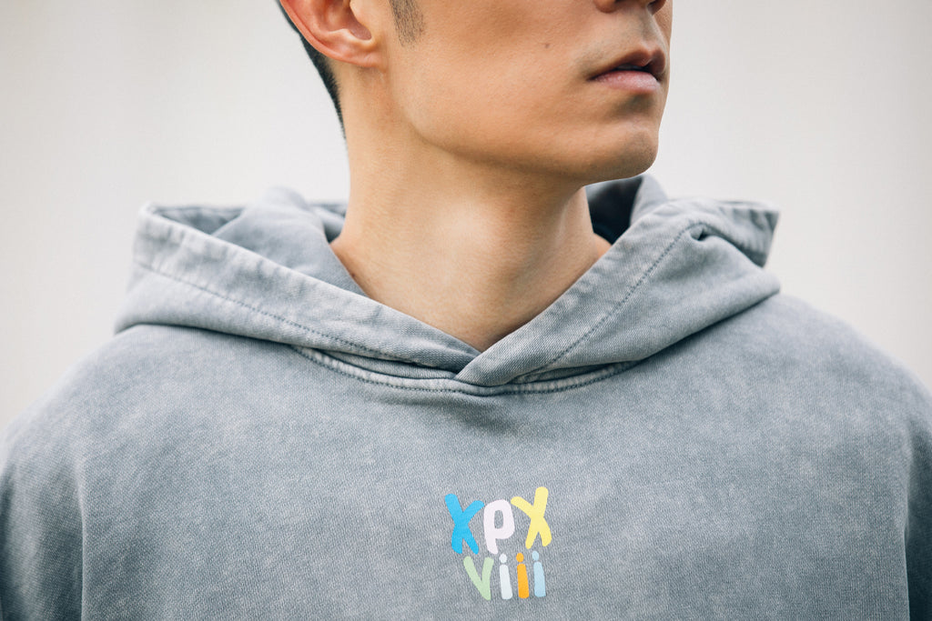 XPX XPXVIII. VINTAGE WASHED LIGHT GREY HOODIE