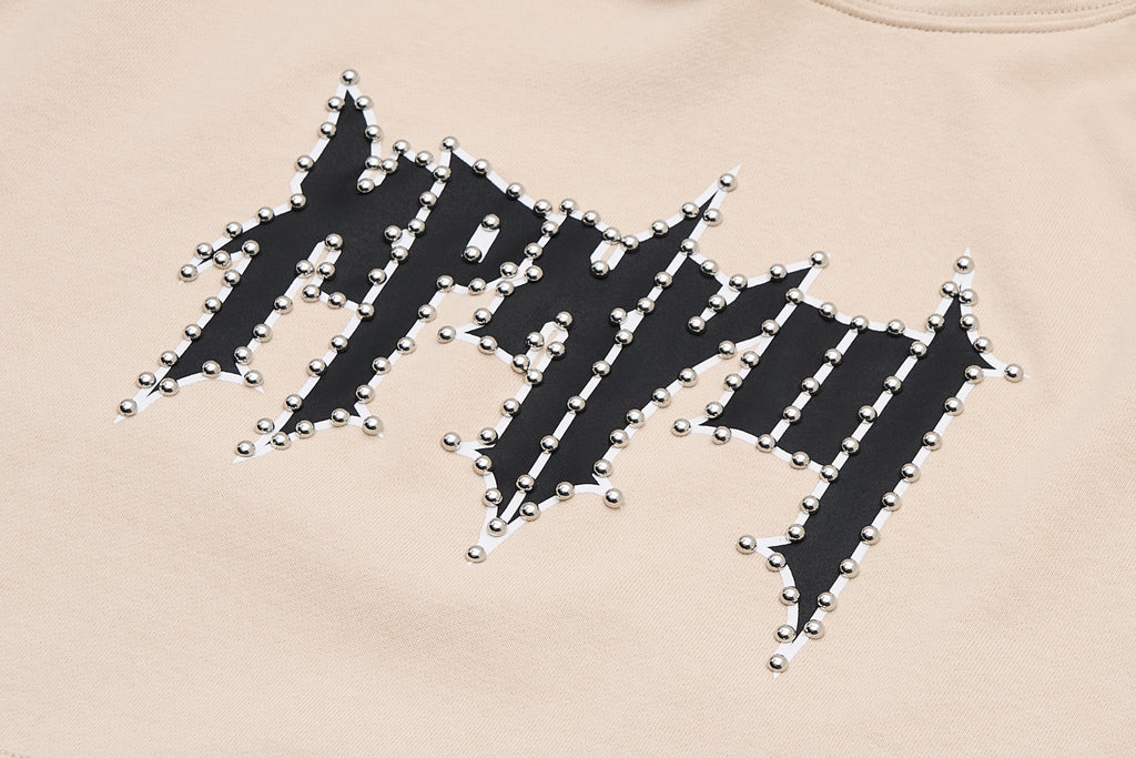 XPX STUDDED XPXVIII LOGO BEIGE HOODIE