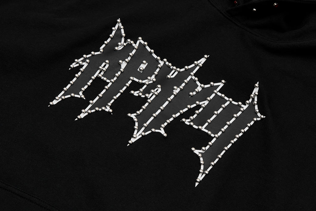 XPX STUDDED XPXVIII LOGO BLACK HOODIE