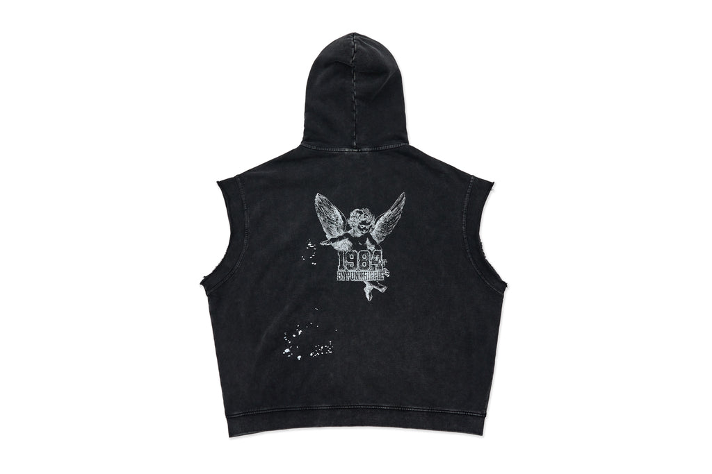 XPX 1984 ANGEL PRINT ZIP UP HOODIE VEST