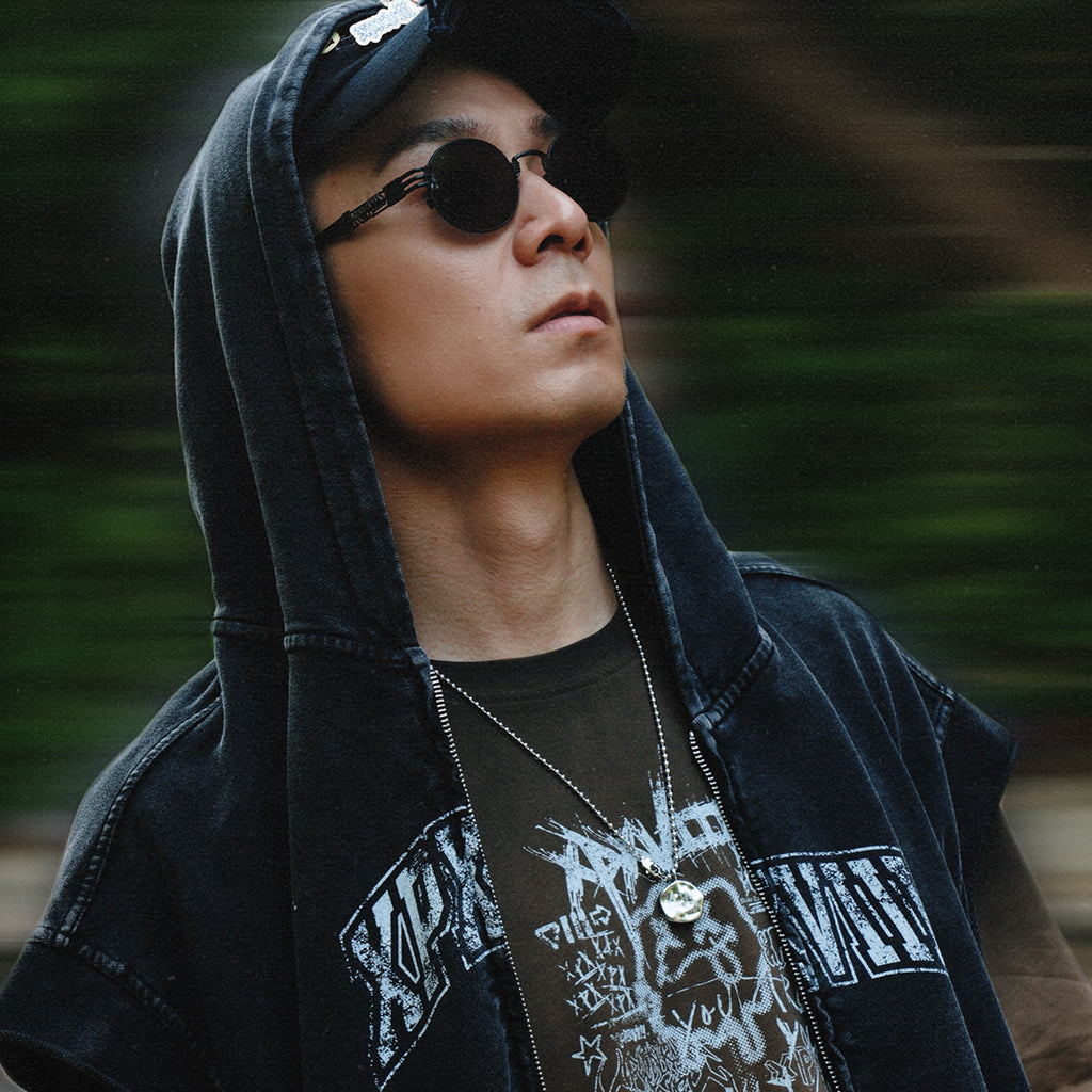 XPX 1984 ANGEL PRINT ZIP UP HOODIE VEST
