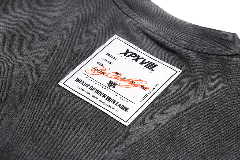 XPX DOUBLE XPXVIII LOGOS BLACK CREW NECK TEE