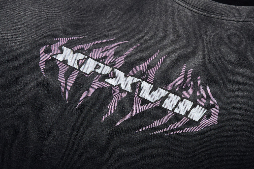 XPX DOUBLE XPXVIII LOGOS BLACK CREW NECK TEE