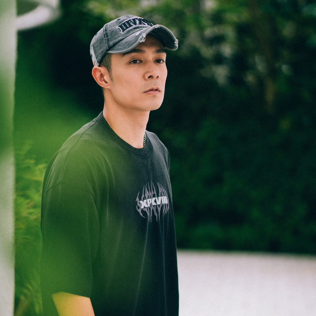 XPX DOUBLE XPXVIII LOGOS BLACK CREW NECK TEE