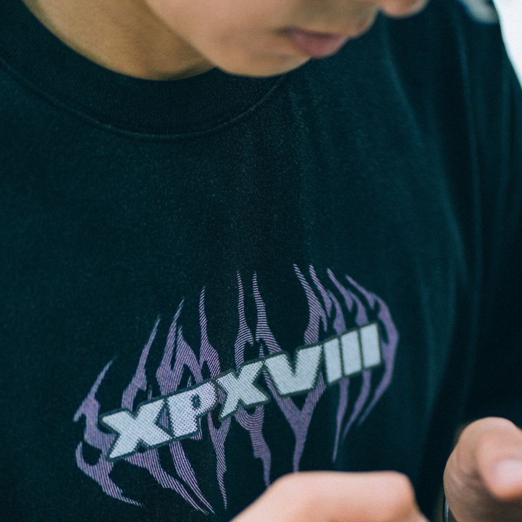 XPX DOUBLE XPXVIII LOGOS BLACK CREW NECK TEE