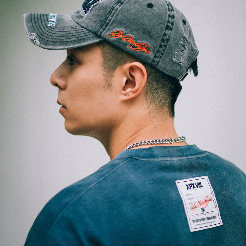 XPX DOUBLE XPXVIII LOGOS NAVY CREW NECK TEE