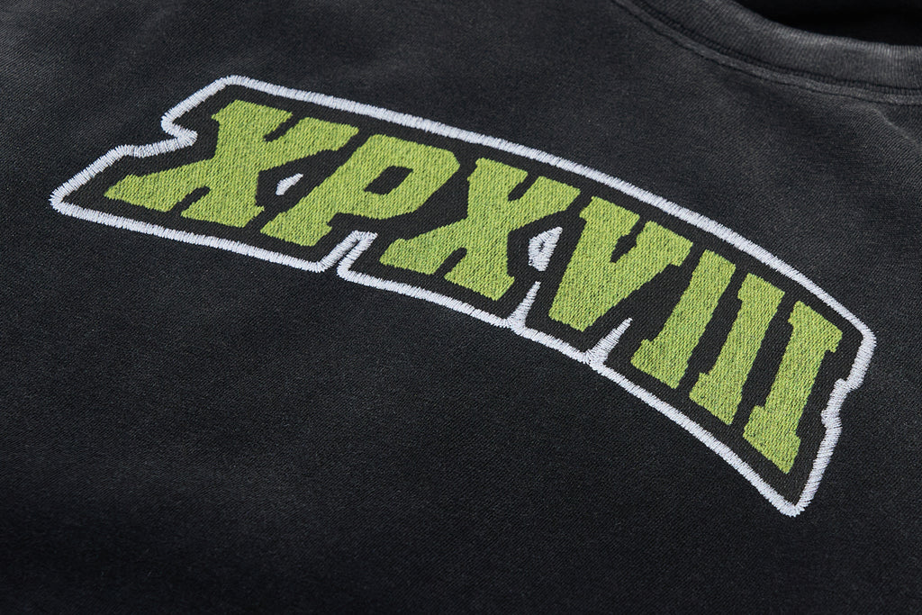 XPX XPXVIII EMBROIDERY PRINT BLACK CREW NECK TEE