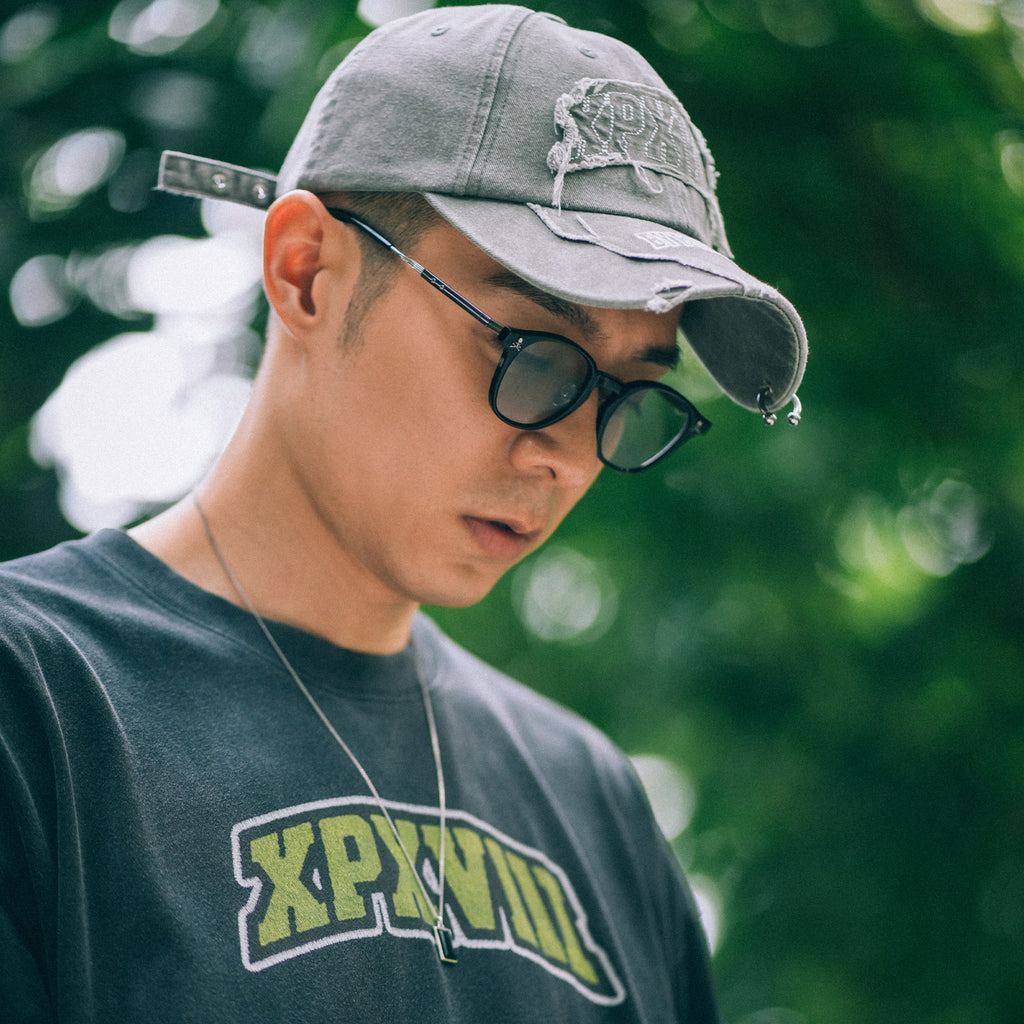 XPX XPXVIII EMBROIDERY PRINT BLACK CREW NECK TEE