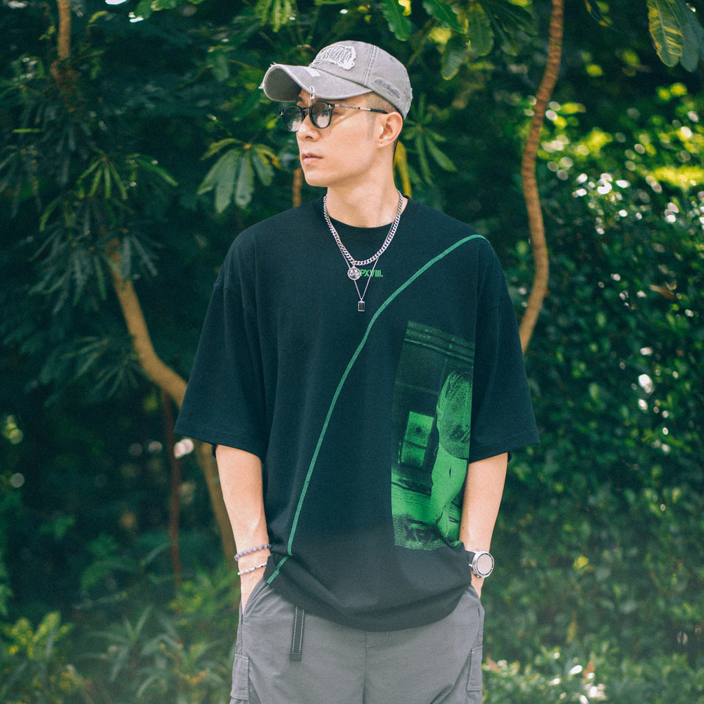 XPX PUNKHIPPIE SILHOUETTE BLACK CREW NECK TEE