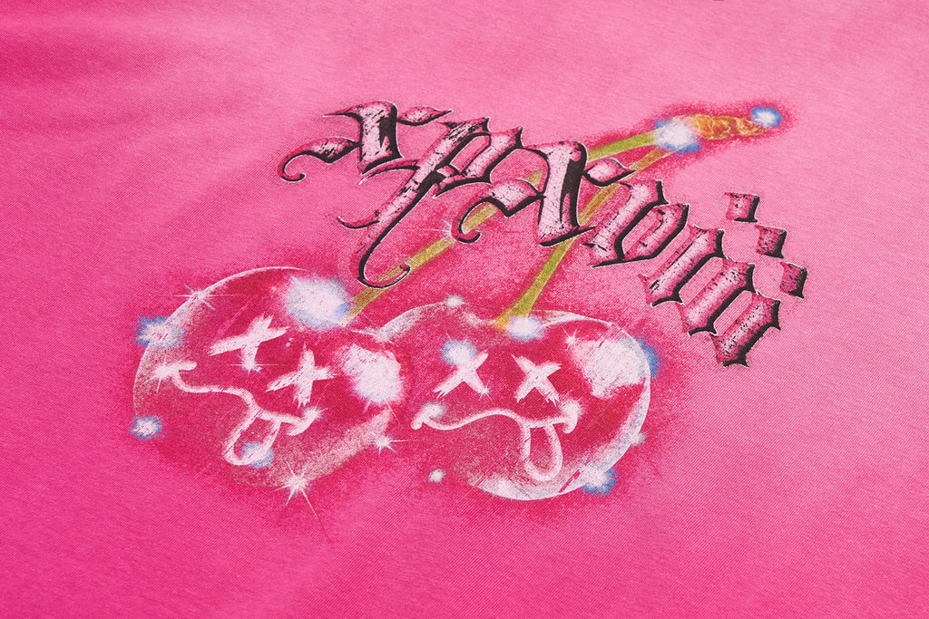 XPX CHERRY PRINT PINK LONG SLEEVE TEE
