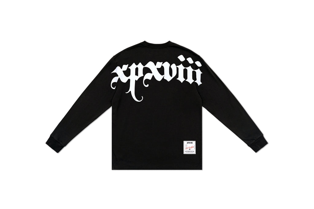 XPX BOLD BACK PRINT LOGO BLACK LONG SLEEVE TEE