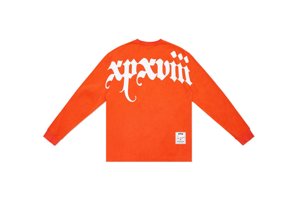 XPX BOLD BACK PRINT LOGO ORANGE LONG SLEEVE TEE