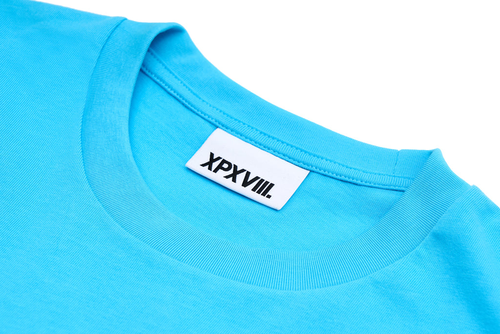 XPX POP CONTRAST COLOR BLUE CREW NECK TEE