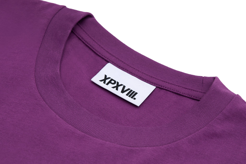 XPX POP CONTRAST COLOR PURPLE CREW NECK TEE