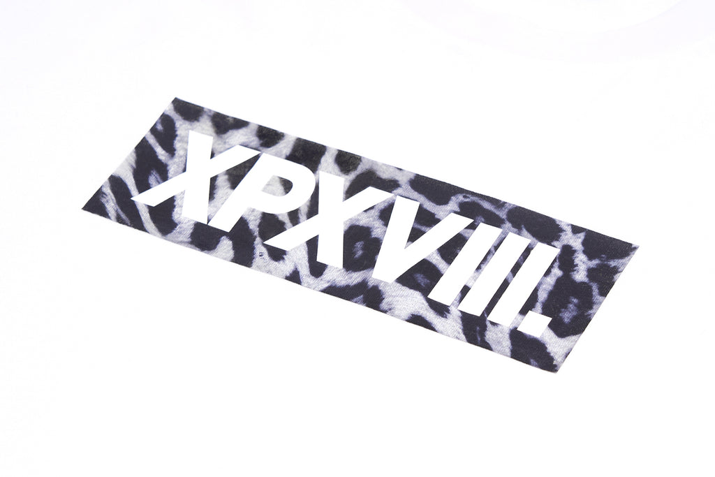 XPX XPXVIII BOX LOGO WHITE CREW NECK TEE (LEOPARD)